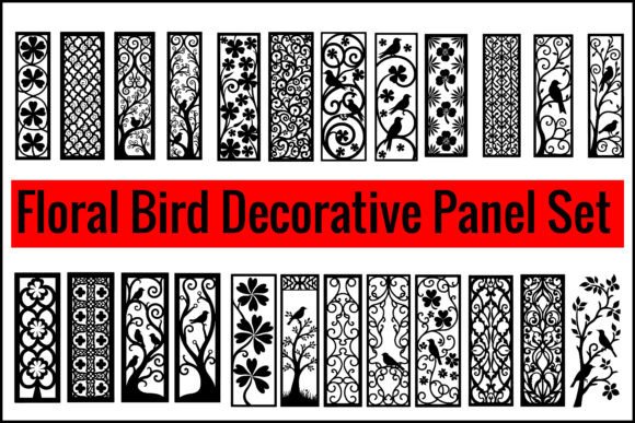 Download Floral Bird Decorative Panel Set - Floral bird Collection