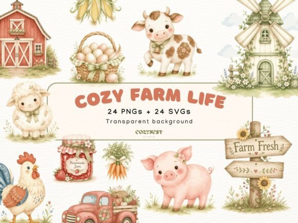 Download Farm Watercolor Cliparts. Cute Animals - Cute animal Collection