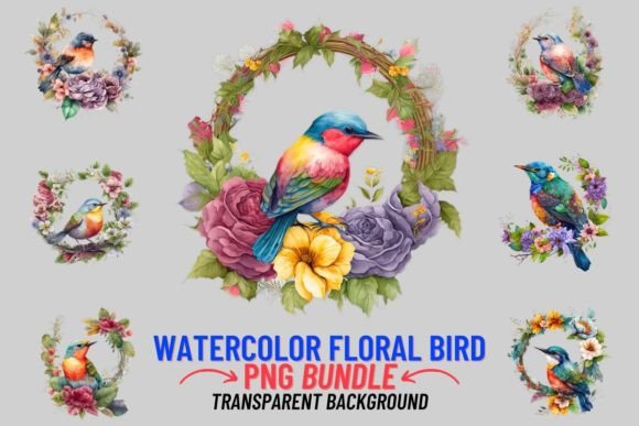 Download Watercolor Floral Bird 8 PNG Clip Art - Premium Resources