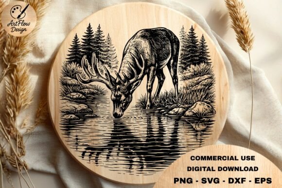 Download Deer Drinking Water SVG - Premium Resources
