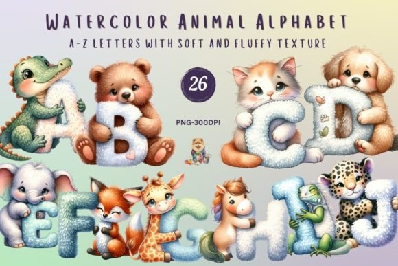 Download Watercolor Animal Alphabet Fluffy Letter - Letter Collection
