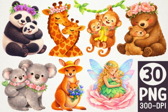 Download Cute Animal Family Clipart Bundle PNG - Cute animal Collection