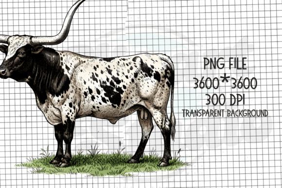 Download Longhorn Cow Standing in Grass PNG - Grass png Collection